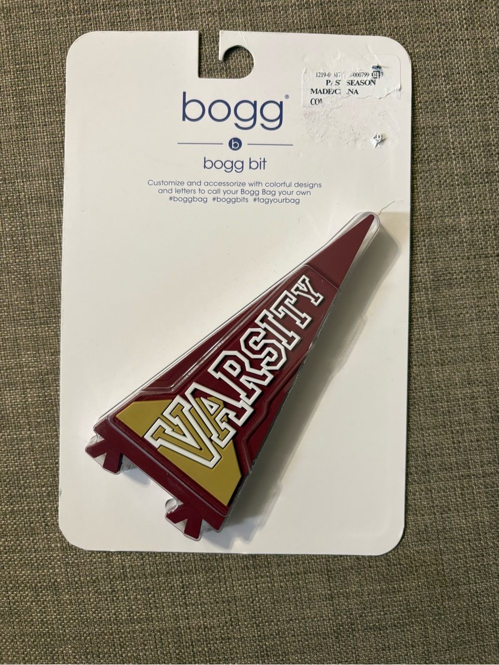 Bogg Bit Maroon & Gold Varsity Pennant Accessory -New-